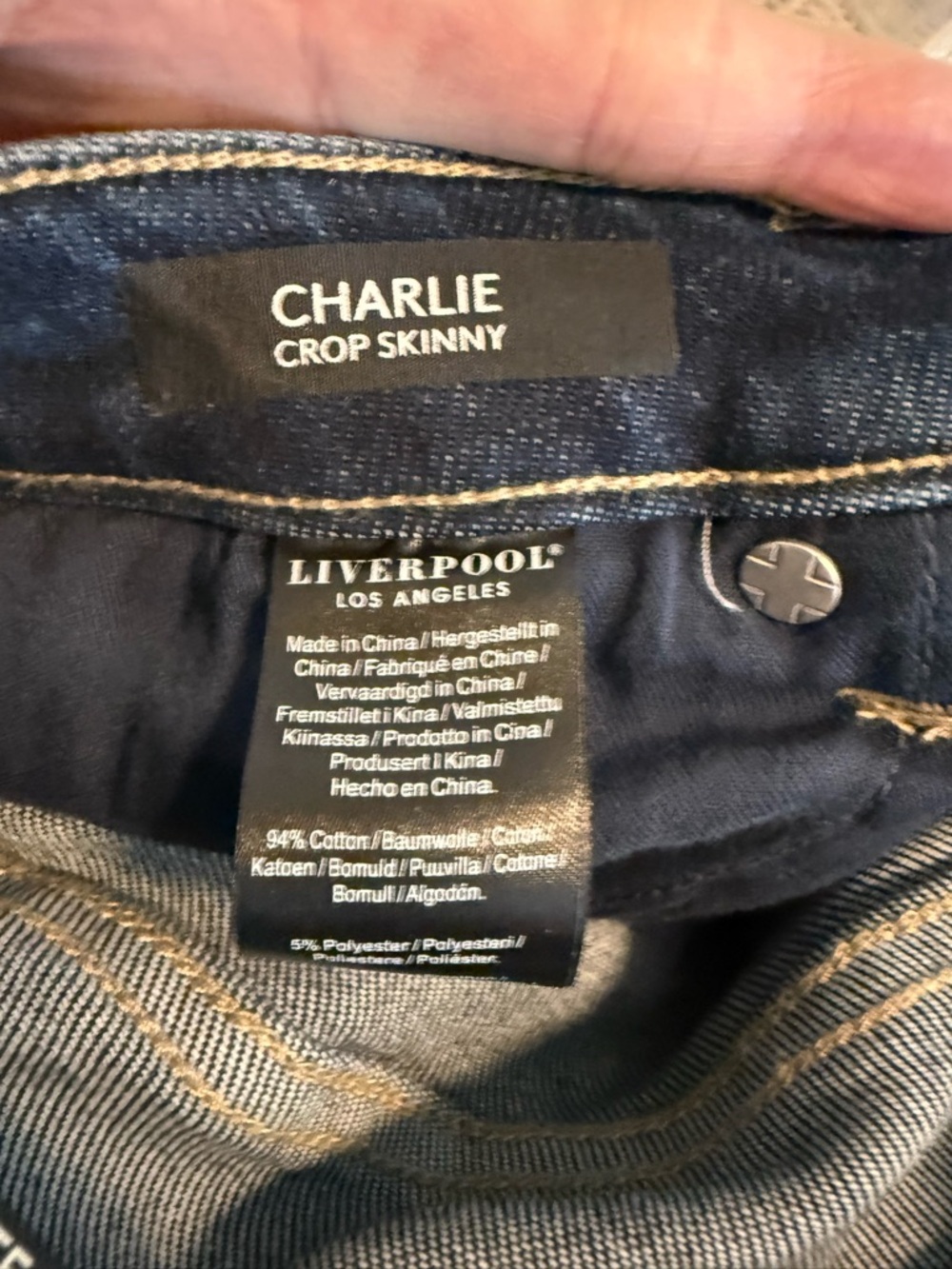 Liverpool Dark Blue Charlie Cropped Skinny Jeans with Cuffed Hem Soft - Picture 14 of 15